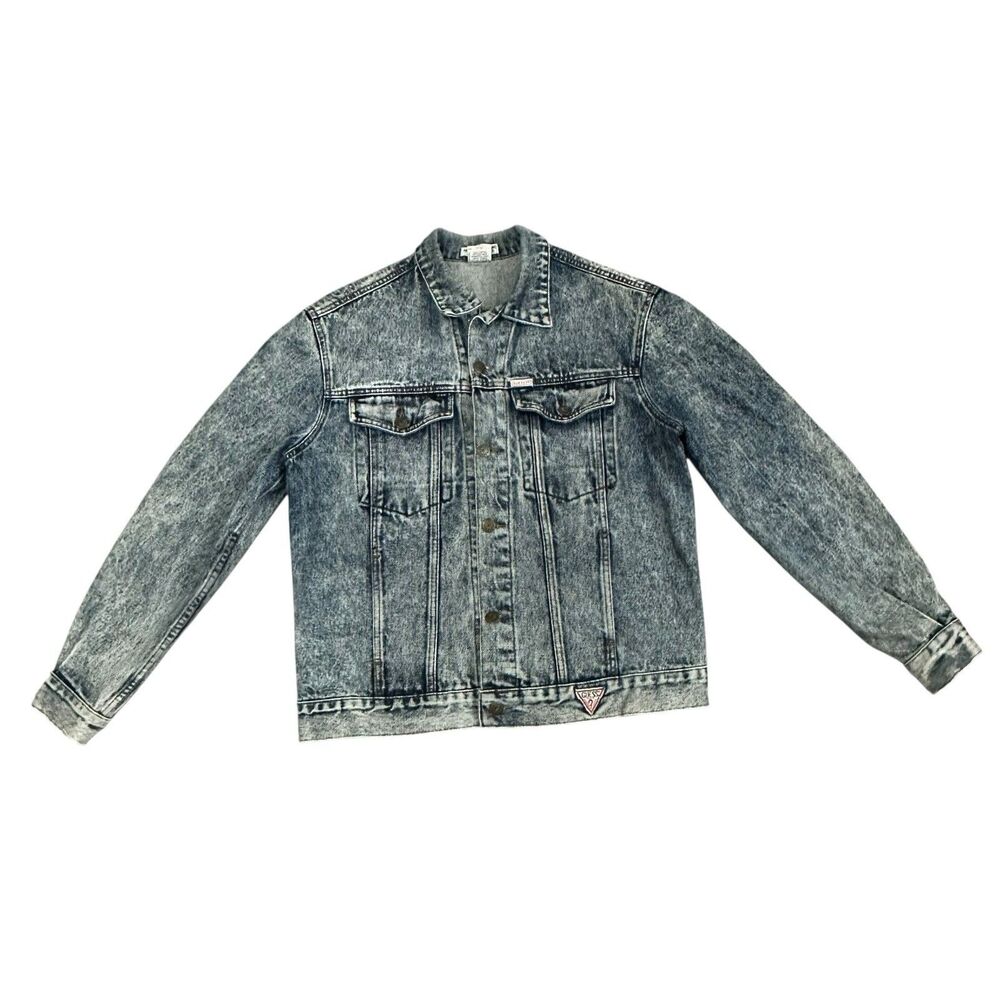 Vintage Georges Marciano for Guess Acid Wash Denim Trucker Jacket L Made in USA